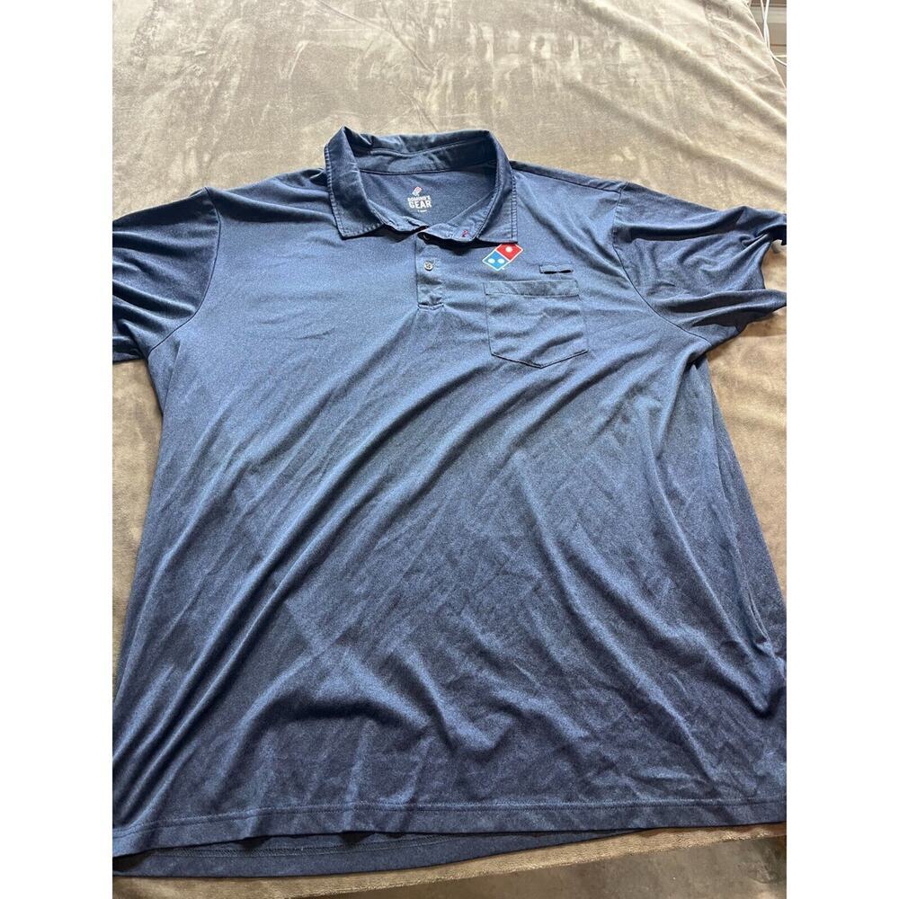 Dominos Gear XL Blue Polyester Polo Work Shirt‎ Pocket